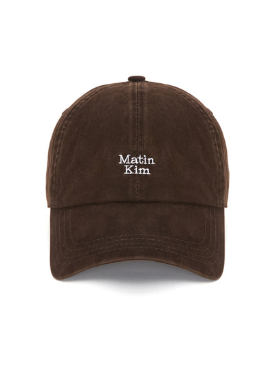 MATIN KIM Mini Logo Ball Cap in Brown