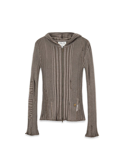 MATIN KIM Logo Point Damage Slim Hoody Cardigan
