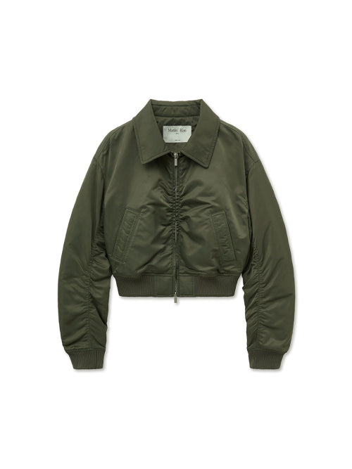 MATIN KIM MATIN KIM Applique Logo Shirring Bomber Jumper for Women