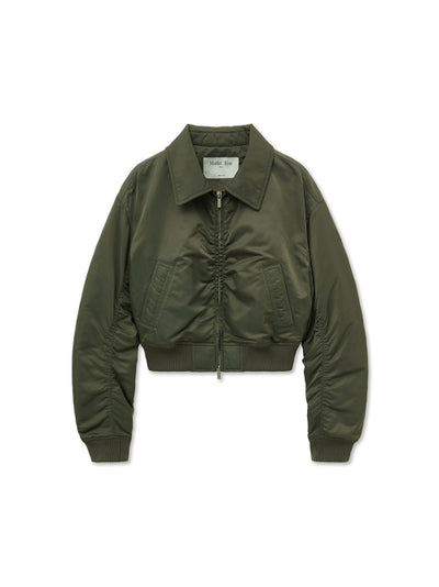 MATIN KIM Applique Logo Shirring Bomber Jumper for Women