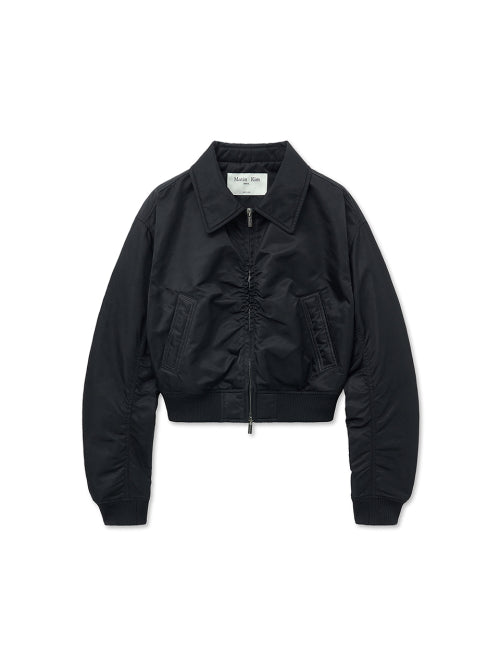 MATIN KIM MATIN KIM Applique Logo Shirring Bomber Jumper for Women