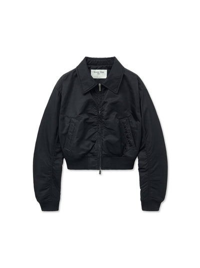 MATIN KIM Applique Logo Shirring Bomber Jumper for Women