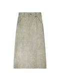 MATIN KIM MATIN KIM Washed Mermaid Long Skirt in Light Khaki