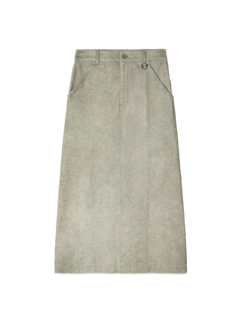 MATIN KIM MATIN KIM Washed Mermaid Long Skirt in Light Khaki