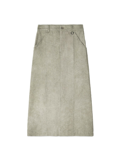 MATIN KIM Washed Mermaid Long Skirt in Light Khaki