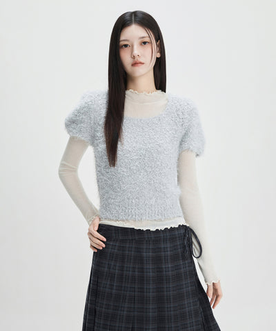 MIXXO Knitwear Square Neck Short Sleeve Pullover