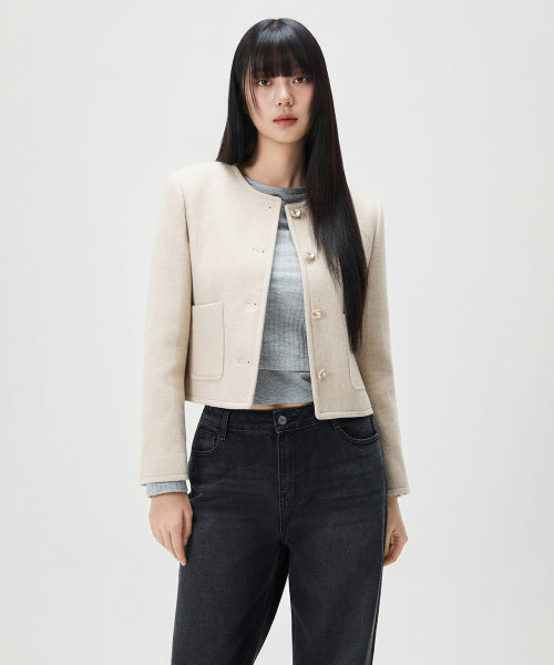 MIXXO MIXXO Wool Blend Round Jacket - Size C