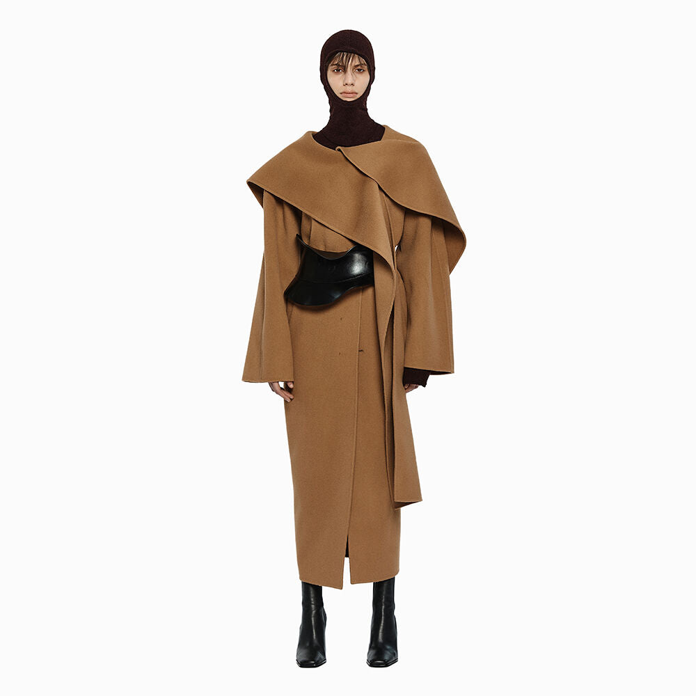 YCH HANDMADE MUFFLER LAYERED COAT BEIGE (W24CT1012BE)