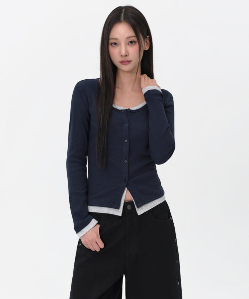 MUSINSA STANDARD WOMAN MUSINSA STANDARD WOMAN Cardigan Slim Fit [Navy]