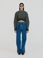 EENK ZABELLE Mockneck Textured Knit Pullover - Black/White