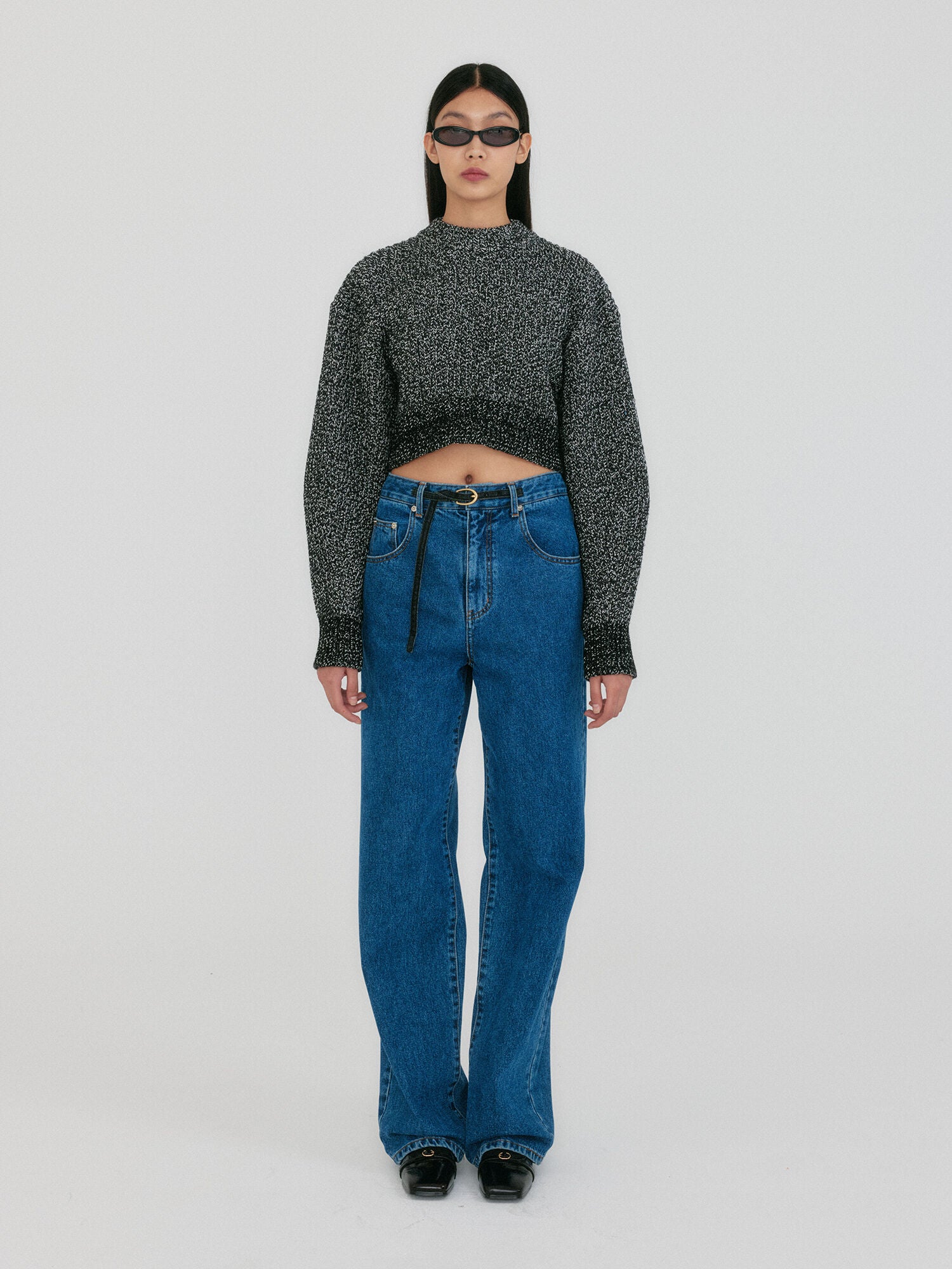 EENK ZABELLE Mockneck Textured Knit Pullover - Black/White