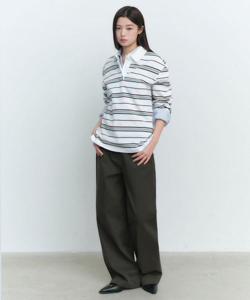 MUSINSA STANDARD WOMAN MUSINSA STANDARD WOMAN Women's Relaxed Multi-Stripe Rugby Shirt (White)