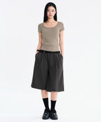 MUSINSA STANDARD WOMAN MUSINSA STANDARD WOMAN T-Shirt Slim Scoop Neck [Dusty Beige] - Size S