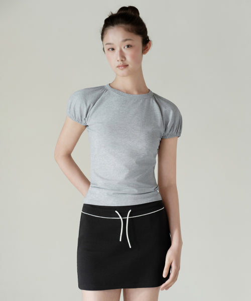 MUSINSA STANDARD WOMAN MUSINSA STANDARD WOMAN Women's Volume Sleeve Slim T-Shirt [Medium Gray]
