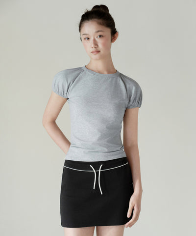 MUSINSA STANDARD WOMAN Women's Volume Sleeve Slim T-Shirt [Medium Gray]