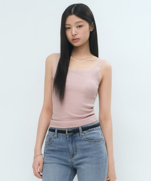 MUSINSA STANDARD WOMAN MUSINSA STANDARD WOMAN T-Shirt Mesh Trim Tank Top
