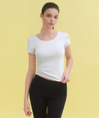 MUSINSA STANDARD WOMAN MUSINSA STANDARD WOMAN T-Shirt Slim Scoop Neck (White)