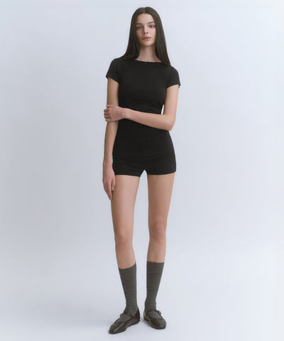 MUSINSA STANDARD WOMAN T-Shirt Slim Boat Neck