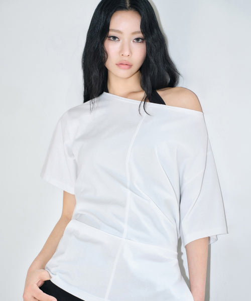 MUSINSA STANDARD WOMAN MUSINSA STANDARD WOMAN T-Shirt Relaxed Off-Shoulder (White)