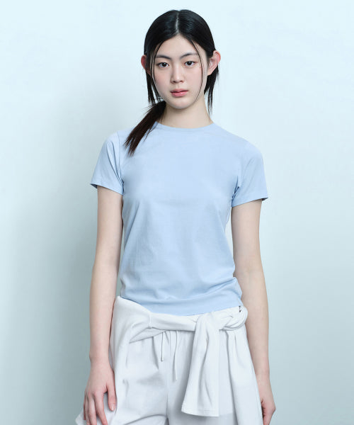MUSINSA STANDARD WOMAN MUSINSA STANDARD WOMAN T-Shirt Slim Crew Neck Cloudy Blue