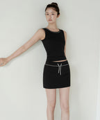 MUSINSA STANDARD WOMAN MUSINSA STANDARD WOMAN Women's Lace Trim Tank Top (Black)