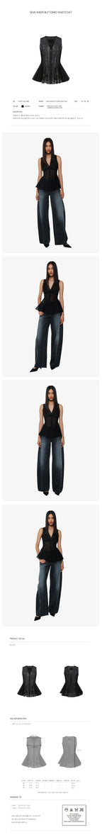 YCH SEMI-SHEER BUTTONED WAISTCOAT BLACK (F24VT2012BK)