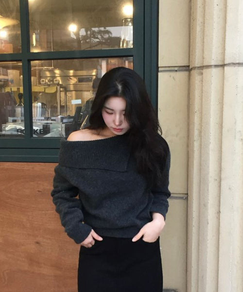 MIXXO MIXXO Knitwear Wide Neck Off-Shoulder Pullover S