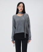 MIXXO MIXXO Loose Fit V-neck Ribbed Pullover S