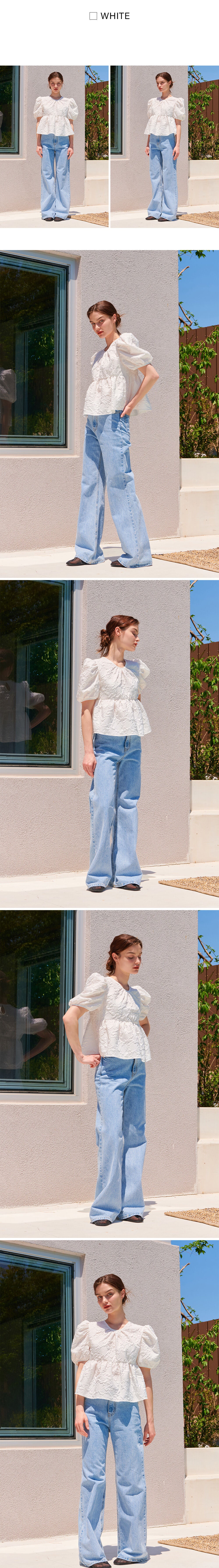 CAMINO Summer puff short sleeve blouse black