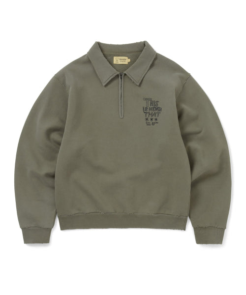 THISISNEVERTHAT THISISNEVERTHAT TNT Daniel Johnston Half Zip Sweatshirt Mud