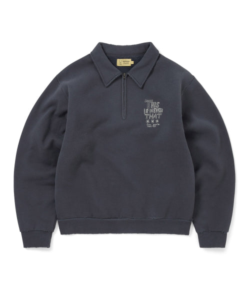 THISISNEVERTHAT THISISNEVERTHAT TNT Daniel Johnston H.Y.L.A. Half Zip Sweatshirt Faded Navy