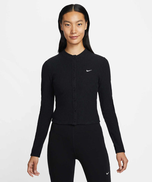 NIKE NIKE Knitwear Slim Wide Ribbed Cardigan W - Black