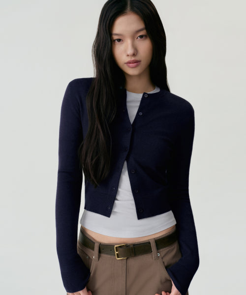 MUSINSA STANDARD WOMAN MUSINSA STANDARD WOMAN Cardigan Slim Fit [Dark Navy]