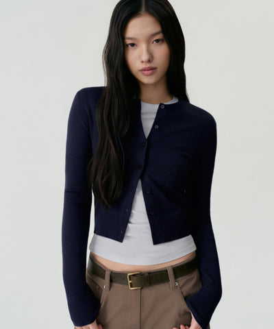 MUSINSA STANDARD WOMAN Cardigan Slim Fit [Dark Navy]