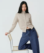 MUSINSA STANDARD WOMAN MUSINSA STANDARD WOMAN Cardigan High Neck [Light Beige]