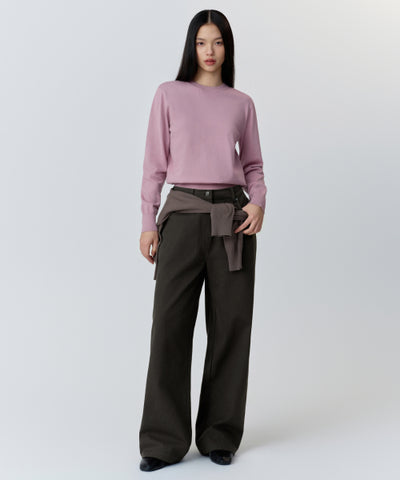 MUSINSA STANDARD WOMAN Women's Essential Round Neck Knit Smoke Pink