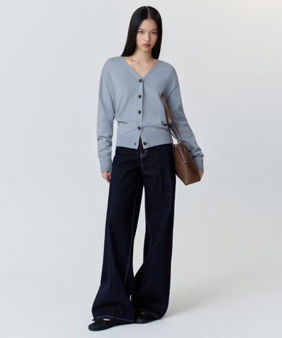MUSINSA STANDARD WOMAN Cardigan Relaxed Fit [Greyish Blue]