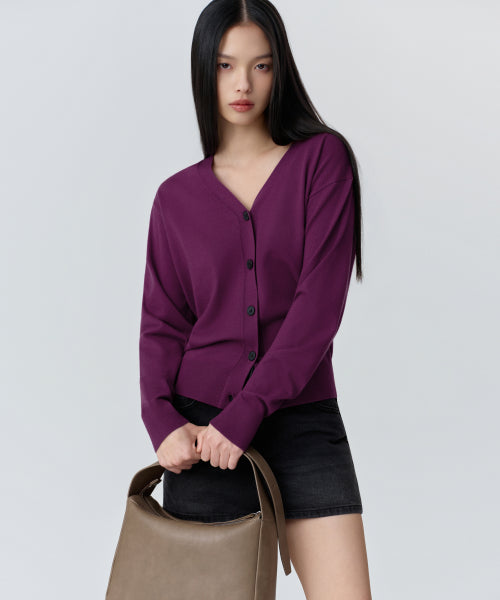 MUSINSA STANDARD WOMAN MUSINSA STANDARD WOMAN Cardigan Relaxed [Plum]