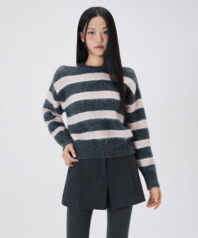 MIXXO Knitwear Hairy Stripe Pullover
