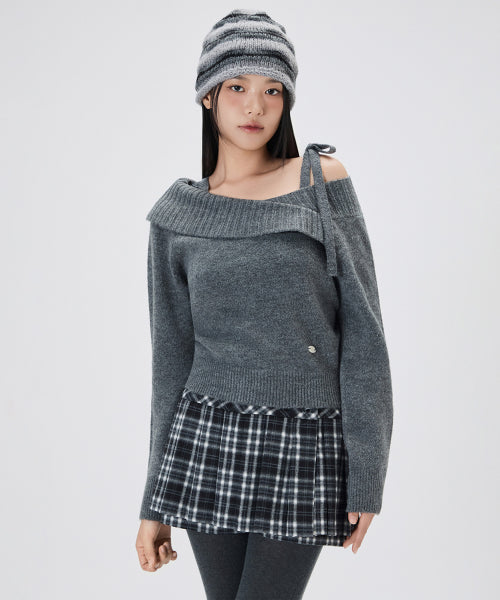 MIXXO MIXXO Overfit off-shoulder layered pullover (C)