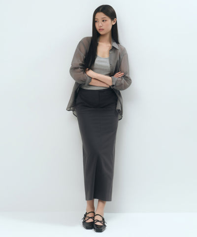 MUSINSA STANDARD WOMAN Straight Maxi Skirt Gray