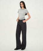 MUSINSA STANDARD WOMAN MUSINSA STANDARD WOMAN Women's Vertical Stripe Wide Pants (Dark Gray)