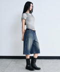 MUSINSA STANDARD WOMAN MUSINSA STANDARD WOMAN Women's Denim Skater Shorts [Medium Indigo]