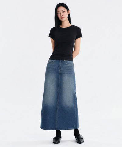 MUSINSA STANDARD WOMAN Denim Maxi Skirt Medium Indigo