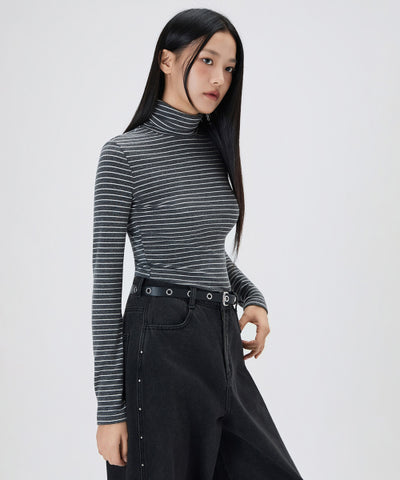 MIXXO T-Shirt Wool Striped Neck