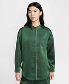 NIKE NIKE Sportswear Oversized Satin Long Sleeve Top - Size