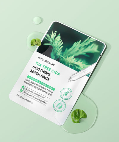 PURE MELLOW Tea Tree Cica Soothing Mask Pack 10 sheets