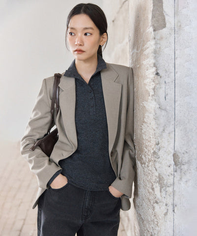 MIXXO T-Shirt Button-up Neck