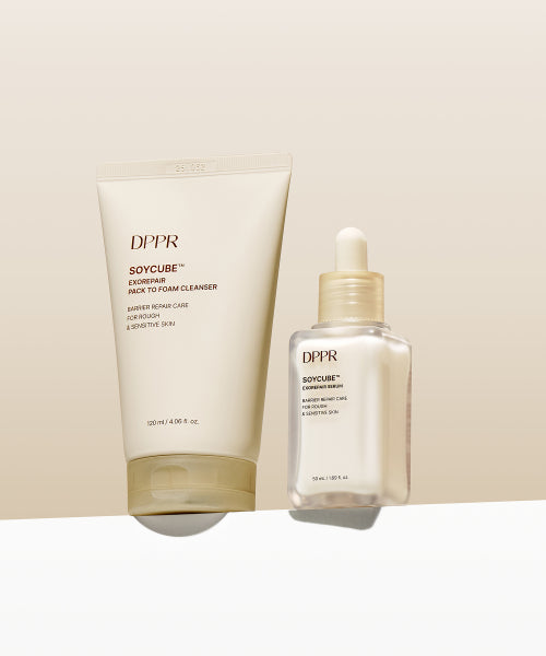 DPPR [2SET] Soy Cube Exolipair Soymilk Pack-to-Foam Cleanser 120ml + Soycube Exolipair Soymilk Barrier Serum 50ml