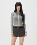 MIXXO MIXXO Knitwear Ribbed Two-Tone Zip-Up